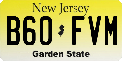NJ license plate B60FVM