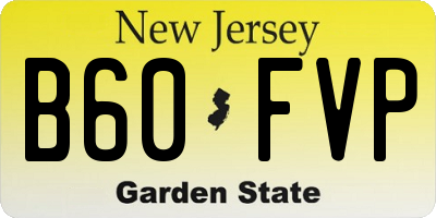 NJ license plate B60FVP
