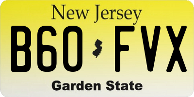 NJ license plate B60FVX