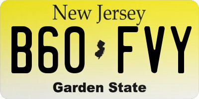 NJ license plate B60FVY