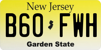 NJ license plate B60FWH