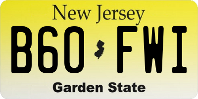 NJ license plate B60FWI
