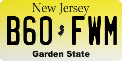 NJ license plate B60FWM