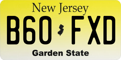 NJ license plate B60FXD