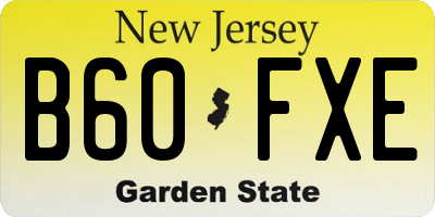 NJ license plate B60FXE