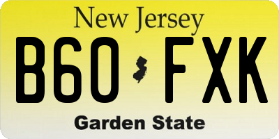 NJ license plate B60FXK