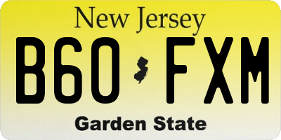 NJ license plate B60FXM