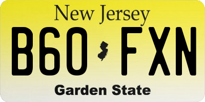 NJ license plate B60FXN