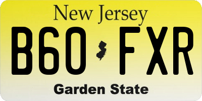 NJ license plate B60FXR