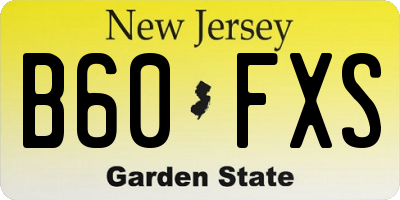 NJ license plate B60FXS