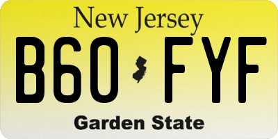 NJ license plate B60FYF