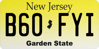NJ license plate B60FYI