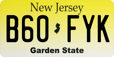 NJ license plate B60FYK