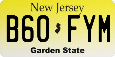 NJ license plate B60FYM