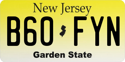 NJ license plate B60FYN