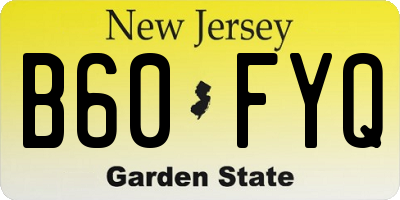 NJ license plate B60FYQ