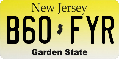 NJ license plate B60FYR