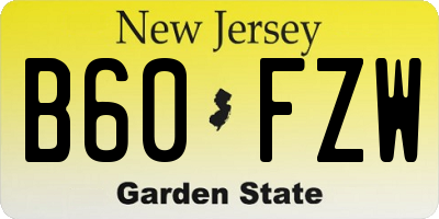 NJ license plate B60FZW