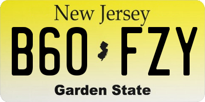 NJ license plate B60FZY