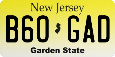 NJ license plate B60GAD