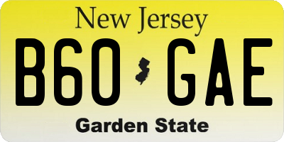 NJ license plate B60GAE