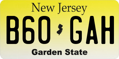 NJ license plate B60GAH