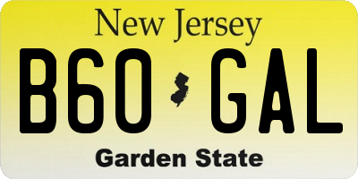NJ license plate B60GAL