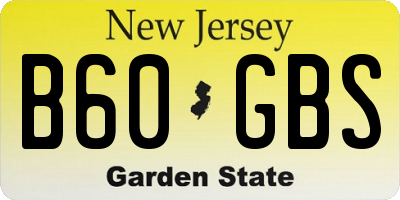 NJ license plate B60GBS