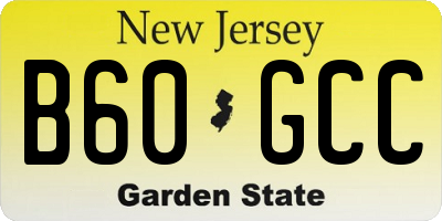 NJ license plate B60GCC
