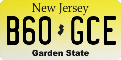 NJ license plate B60GCE