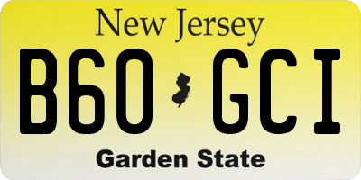 NJ license plate B60GCI