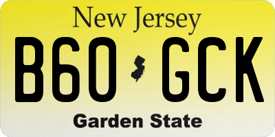 NJ license plate B60GCK