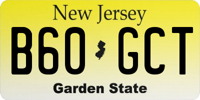NJ license plate B60GCT
