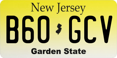 NJ license plate B60GCV