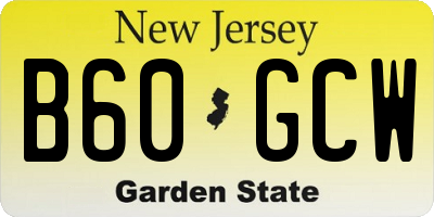 NJ license plate B60GCW