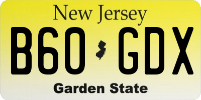 NJ license plate B60GDX