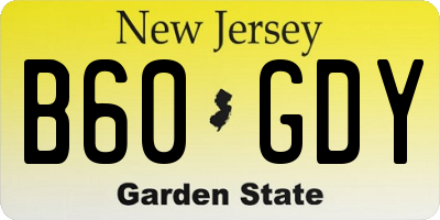 NJ license plate B60GDY