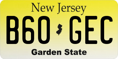 NJ license plate B60GEC