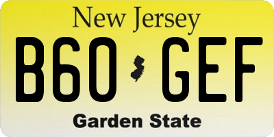 NJ license plate B60GEF