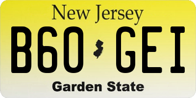 NJ license plate B60GEI