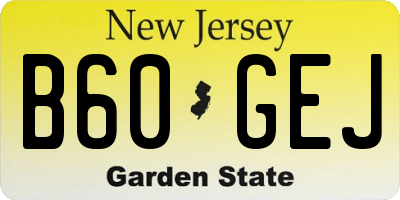 NJ license plate B60GEJ