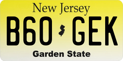 NJ license plate B60GEK