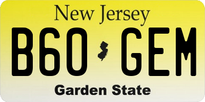 NJ license plate B60GEM
