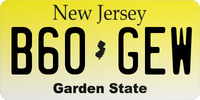 NJ license plate B60GEW