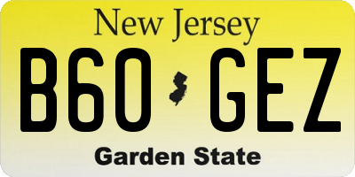 NJ license plate B60GEZ