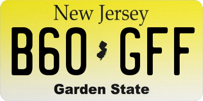 NJ license plate B60GFF