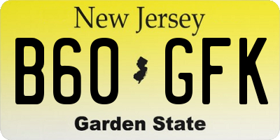 NJ license plate B60GFK