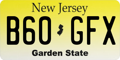 NJ license plate B60GFX