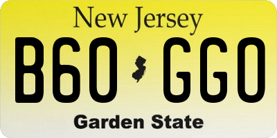 NJ license plate B60GGO