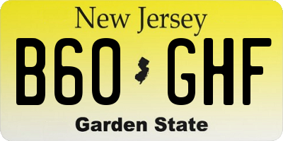 NJ license plate B60GHF